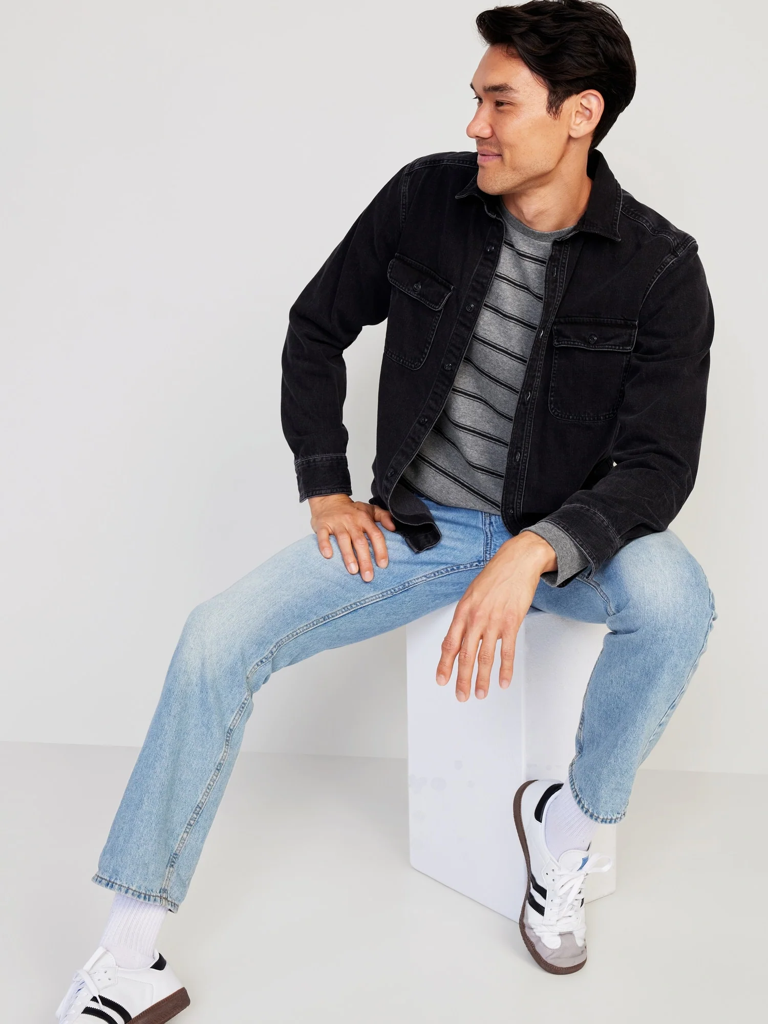 Long-Sleeve Striped Rotation T-Shirt for Men - Image 3