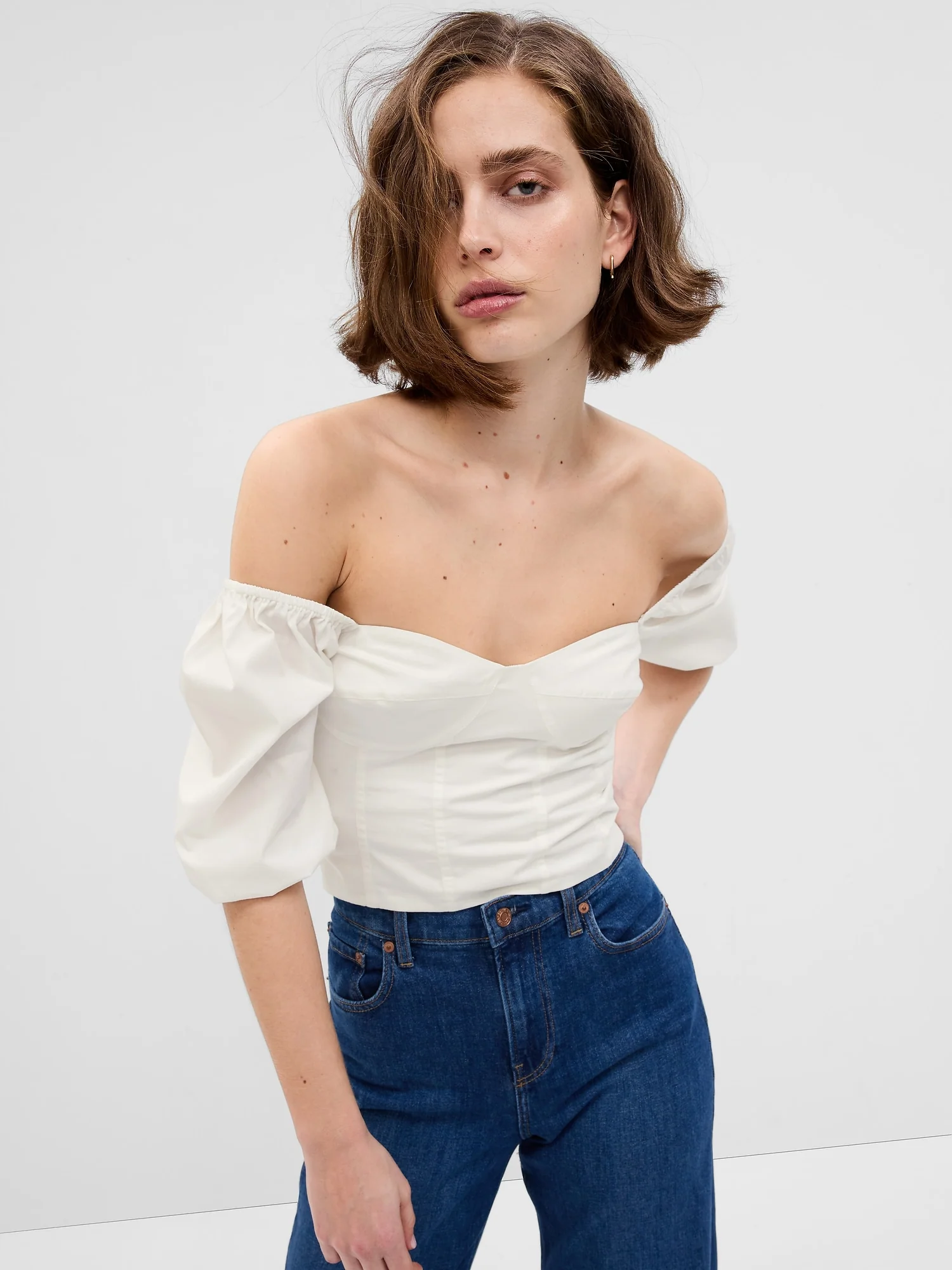Puff Sleeve Sweetheart Crop Top - Image 5